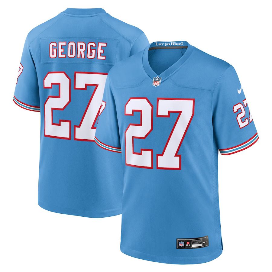Men Tennessee Titans #27 Eddie George Nike Light Blue Oilers Throwback Retired Player Game NFL Jersey